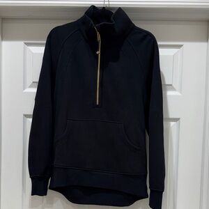 Lululemon XS/S Black Half-Zip Pullover with Gold Zipper Like New